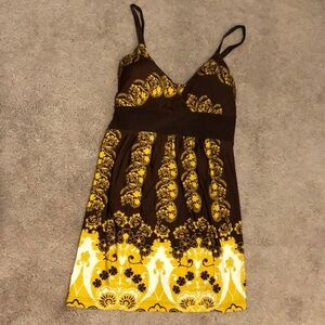 Forever 21 Brown & Yellow Spaghetti Strap Tank